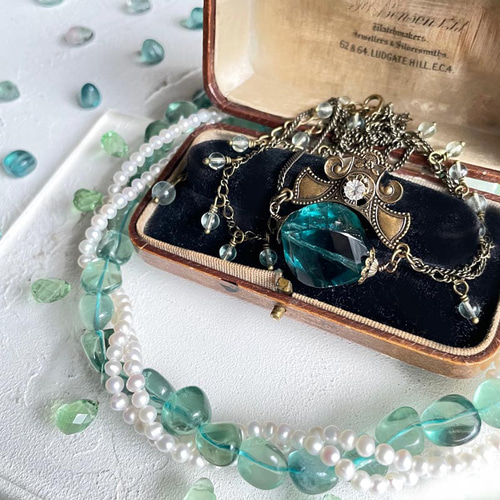 14kgf ブルー フローライト チャーム ネックレス ペンダント トップ 14kgf フローライト ペンダントトップ | rfrees ～place of