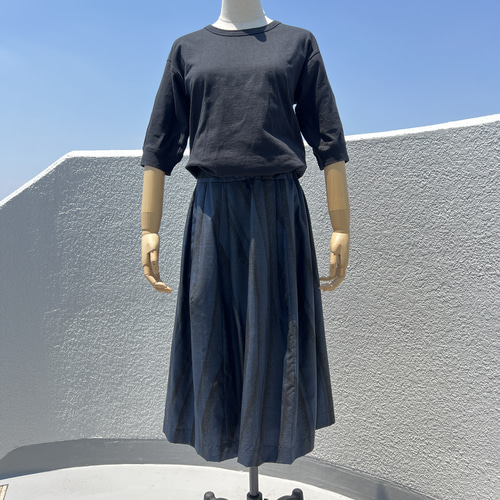 ほおずきスカート 流線模様の大島紬 着物リメイク 着物服 フレア