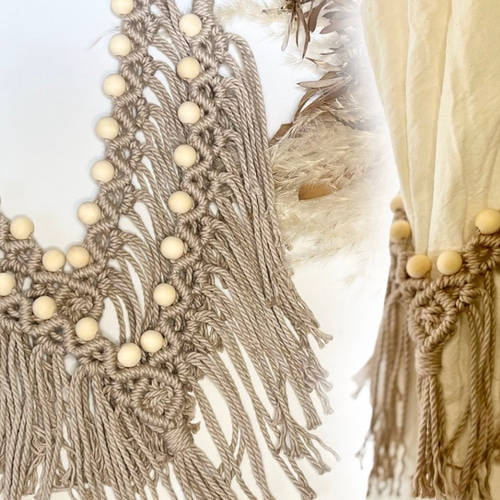 ハンドメイド マクラメ カーテンタッセル 2本セット×7セット マクラメキット】7色から選べるマクラメカーテンタッセル 2本SET