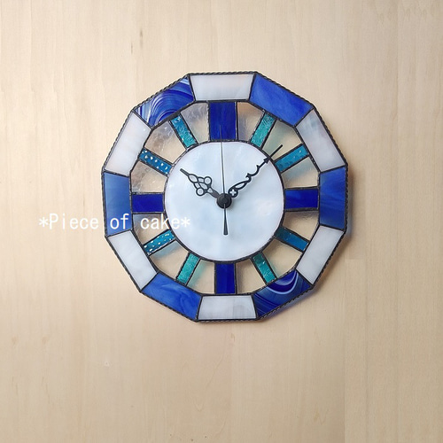 ステンドグラスの掛け(電波Φ26)時計＜ブルー＞ (CL03D) ＜電波壁掛け