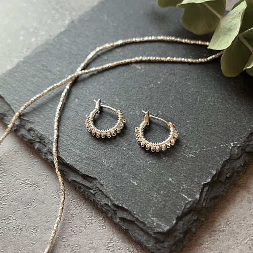 ヴィンテージ カレンシルバー フープピアス 花 0327d4e35c3bc70e0c9cbf87820808