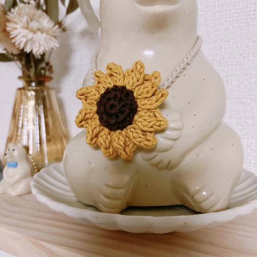 しろくま貯金箱》ひまわりポシェット風と麦わら帽子 その他置物 sucoro