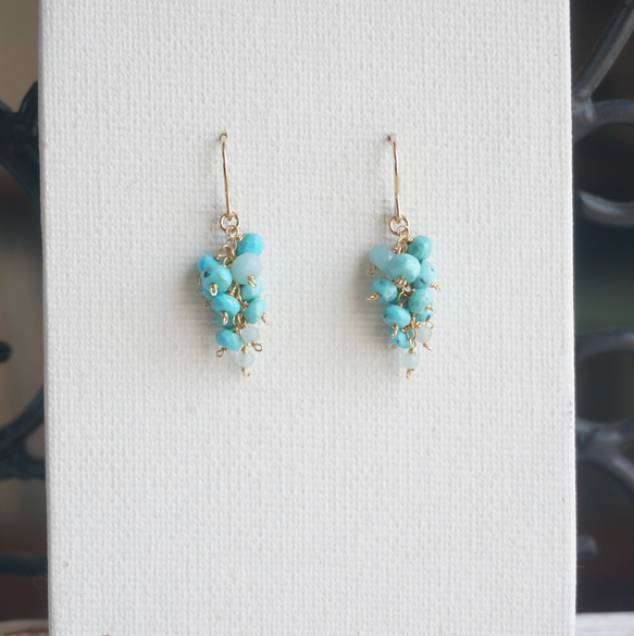 ターコイズとアベンチュリンのふさピアス PE-16        Ω 人気・おすすめ｜売れ筋商品・話題商品におすすめ 品質チェック済み 安心配送 国内在庫あり・安心サポート付き