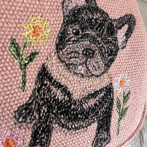 フレンチブルドッグ刺繍❀✿❀帆布生地コインケース/ミニポーチ フレンチブルドッグ刺繍❀✿❀帆布生地コインケース/ミニポーチ