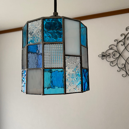 ブルー系ペンダントライト♢ステンドグラス シーリングライト