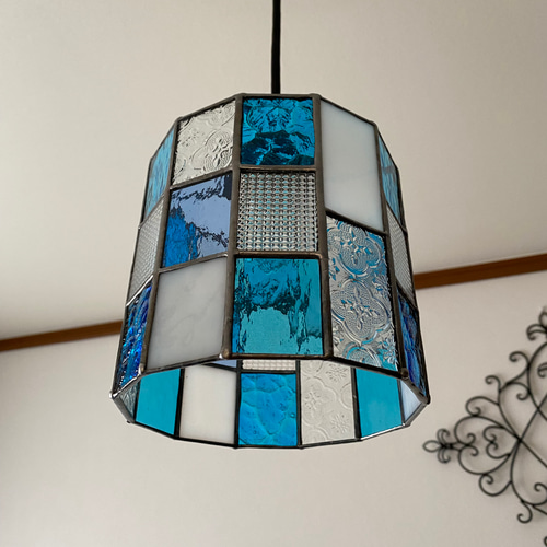 ブルー系ペンダントライト♢ステンドグラス シーリングライト