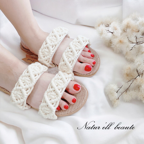 マクラメ サンダル スリッパ サンダル 〜Natur 