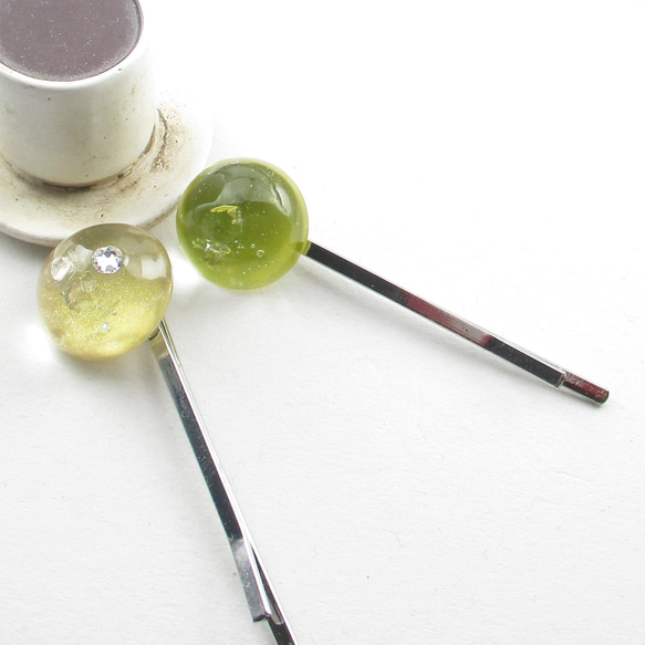 君がクォーツの瞳で見つめているのは、マンハッタンに浮かぶゴールドでした♪<1点ものヘアピン>HP173 4枚目の画像