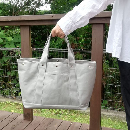 11号帆布のシンプルトートバッグ 倉敷帆布 グレー 訳あり トートバッグ