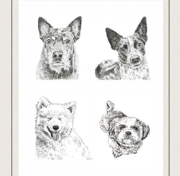 ペン画】ペットの似顔絵オーダー イラスト Hinako 通販 17867912