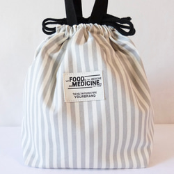 保温・保冷　ランチバッグ　お弁当袋　巾着バッグ　モノトーン　大きめ 11枚目の画像