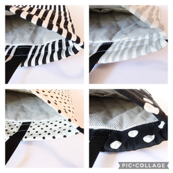 保温・保冷　ランチバッグ　お弁当袋　巾着バッグ　モノトーン　大きめ 5枚目の画像