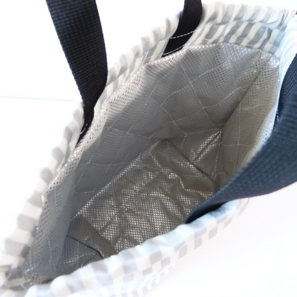 保温・保冷　ランチバッグ　お弁当袋　巾着バッグ　モノトーン　大きめ 14枚目の画像