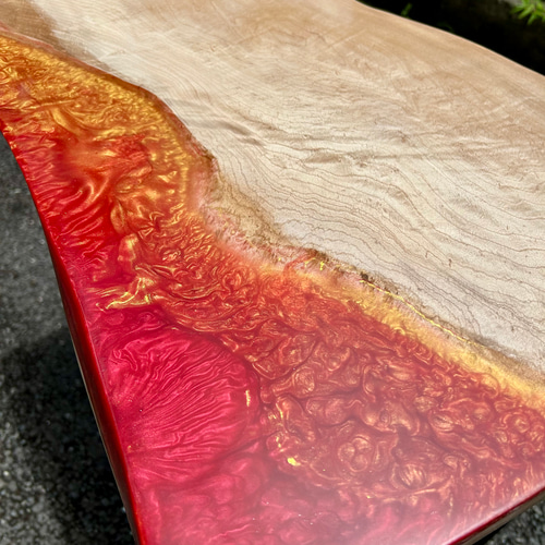 カエデの一枚板レジンテーブル・デスク CN5 サイドテーブル 金井工房