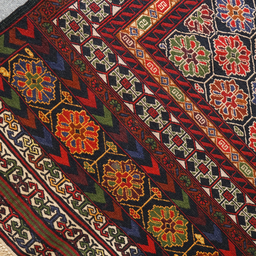 138×89cm 【ペルシャ手織りキリム シルジャン産 ソマック織り