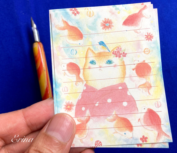 夢見る猫さんの幻想的なレターセット☆オプションでミニレターセット選べます 8枚目の画像