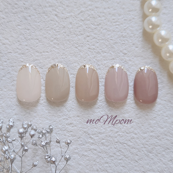 【再販】ネイルチップ　ガラスフレンチ　ウェディング　ブライダル　結婚式　前撮り　お呼ばれ　シンプル　上品　選べる 1枚目の画像