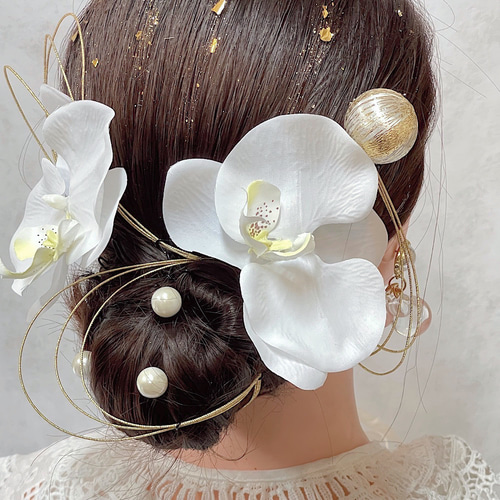 成人式 胡蝶蘭髪飾り 卒業式 結婚式 成人式髪飾り 卒業式髪飾り 袴 水