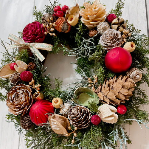 クリスマスリース no.14 直径20cm プリザーブドフラワー MUM FLOWERS