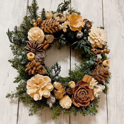 クリスマスリース no.15 直径20cm プリザーブドフラワー MUM FLOWERS