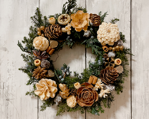 クリスマスリース no.15 直径20cm プリザーブドフラワー MUM FLOWERS