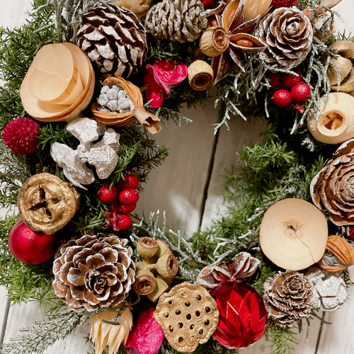 クリスマスリース no.16 直径20cm プリザーブドフラワー MUM FLOWERS