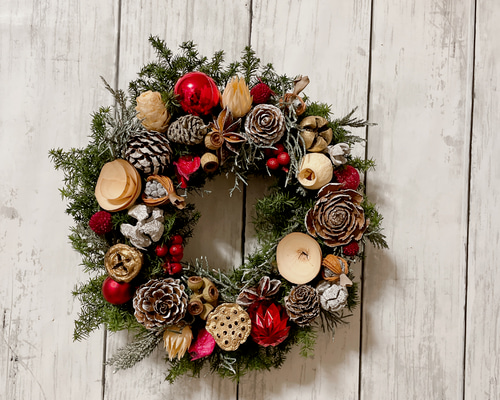 クリスマスリース no.16 直径20cm プリザーブドフラワー MUM FLOWERS