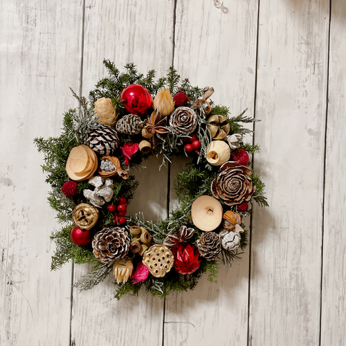 クリスマスリース no.16 直径20cm プリザーブドフラワー MUM FLOWERS