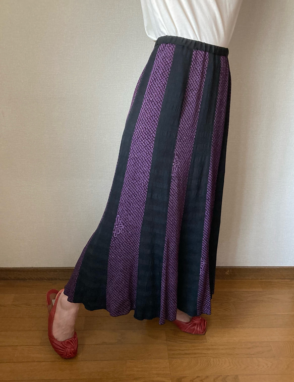 紫 フレアスカート ロングスカート （ふんわり可愛い マキシ