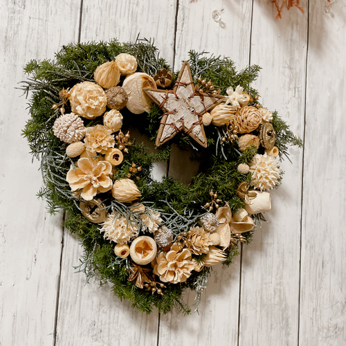 クリスマスリース ハートリース 直径23cm プリザーブドフラワー MUM