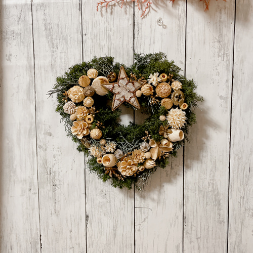 クリスマスリース ハートリース 直径23cm プリザーブドフラワー MUM