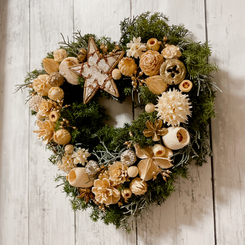 ハートリース　リース クリスマスリース ハートリース 直径23cm プリザーブドフラワー MUM