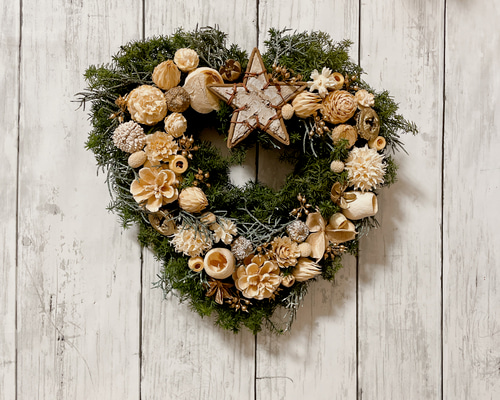 ハートリース クリスマスリース ハートリース 直径23cm プリザーブドフラワー MUM