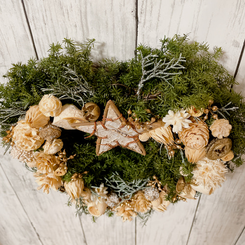 クリスマスリース ハートリース 直径23cm プリザーブドフラワー MUM