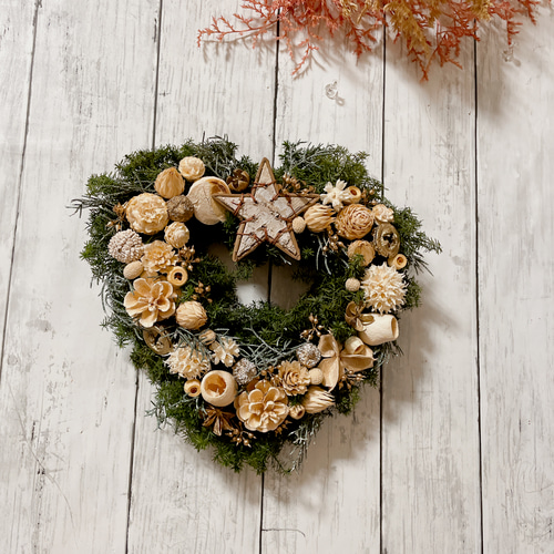 クリスマスリース ハートリース 直径23cm プリザーブドフラワー MUM