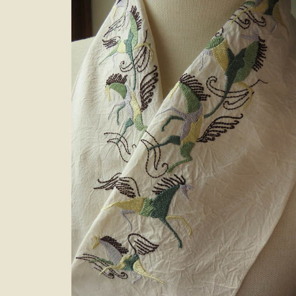 刺繍半襟：時の馬 5枚目の画像