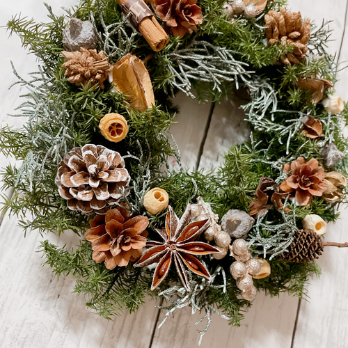 クリスマスリース no.18 直径20cm プリザーブドフラワー MUM FLOWERS