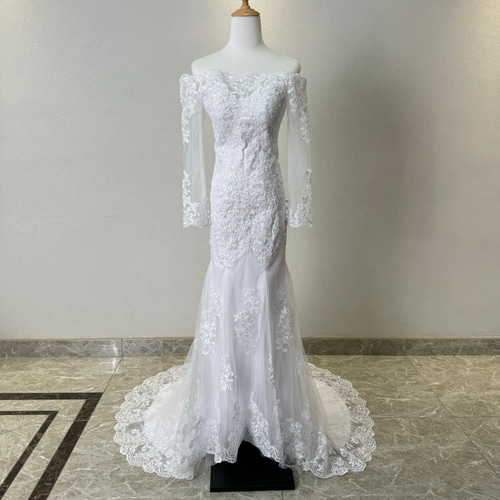 買わないと損！マーメイドドレス ホワイト オフショルダー シースルー  