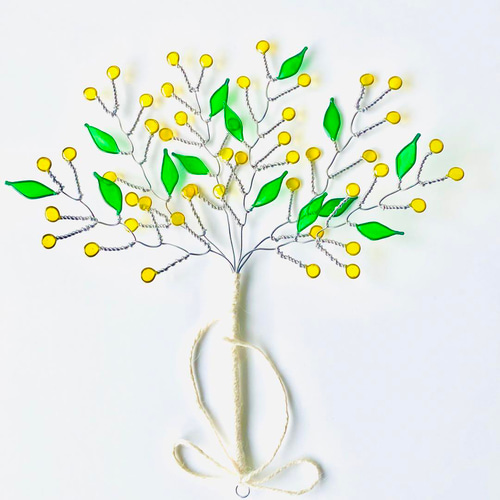 ワイヤークラフト♡お花と葉っぱのスワッグ ワイヤーアート お花のスワッグ 葉っぱの作り方 好みに合わせて