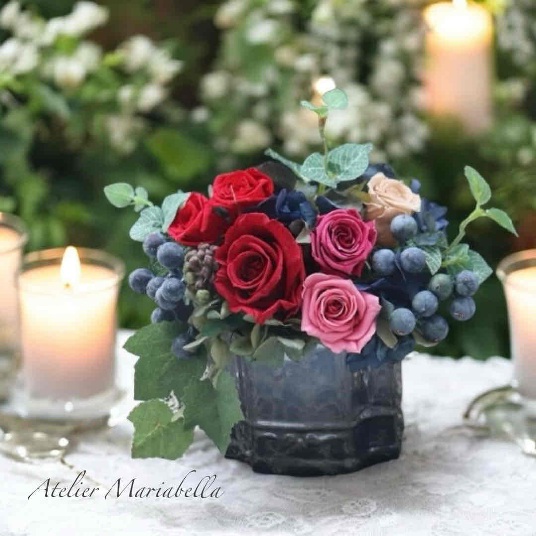 プリザーブドフラワーローズのアレンジ/ご両親贈呈・母の日・記念日・新築祝い・開店祝い・結婚祝い