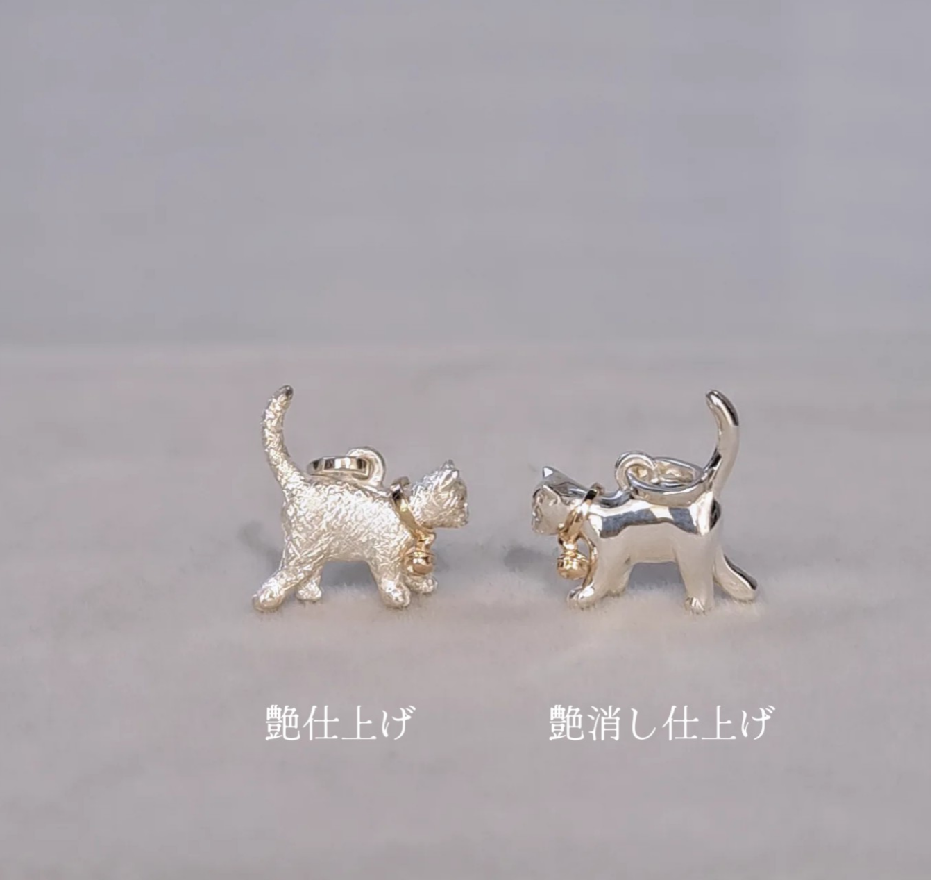 【 猫のペンダントトップ  中】 K10鈴の首輪 猫ネックレス ネコネックレス 猫アクセサリー プレゼント 京都