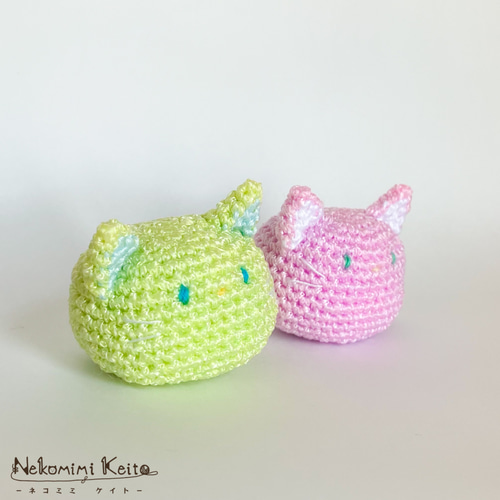 あみぐるみ】色が変わるまんまるねこさん【温度で色が変わる