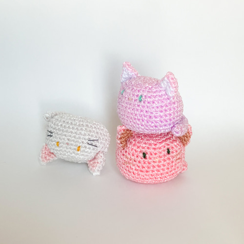 あみぐるみ】色が変わるまんまるねこさん【温度で色が変わる