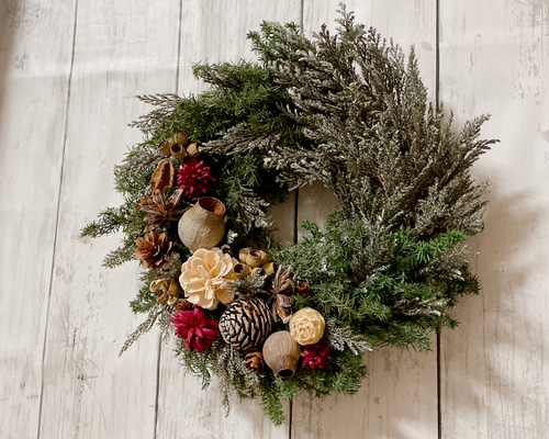 クリスマスリース 直径25cm プリザーブドフラワー MUM FLOWERS 通販