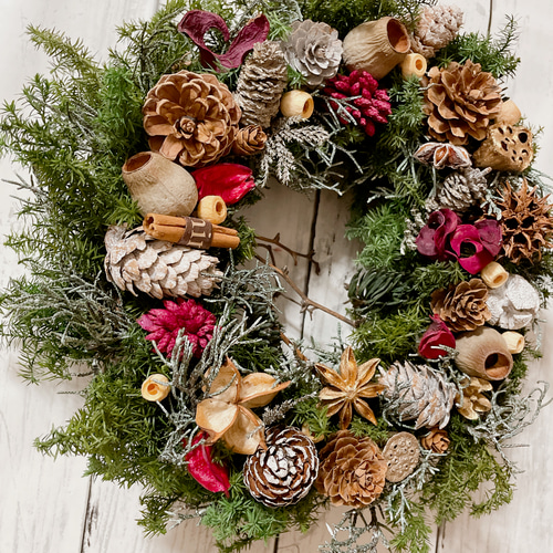 クリスマスリース 直径25cm プリザーブドフラワー MUM FLOWERS クリスマスリース 直径25cm プリザーブドフラワー MUM FLOWERS
