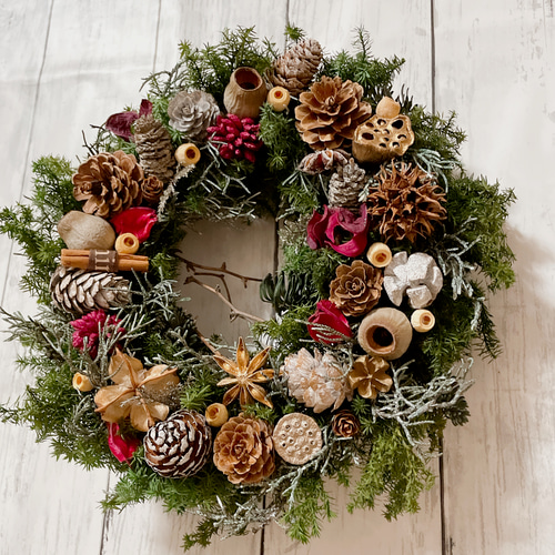 クリスマスリース 直径25cm プリザーブドフラワー MUM FLOWERS クリスマスリース 直径25cm プリザーブドフラワー MUM FLOWERS