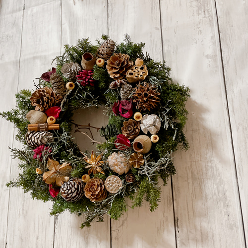 クリスマスリース 直径25cm プリザーブドフラワー MUM FLOWERS クリスマスリース 直径25cm プリザーブドフラワー MUM FLOWERS