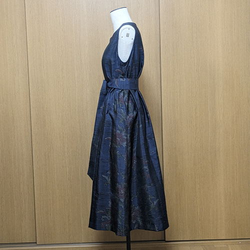 SOLD 着物リメイク ワンピース 大島紬 M〜L ワンピース さらあお