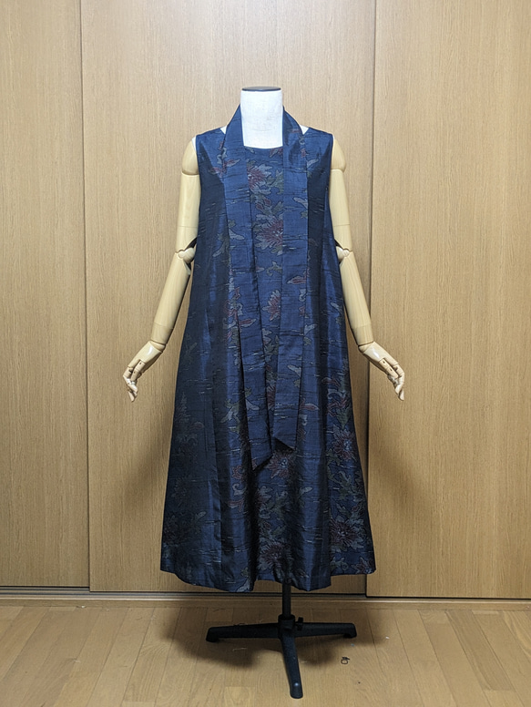 SOLD　着物リメイク　ワンピース　大島紬　M〜L 