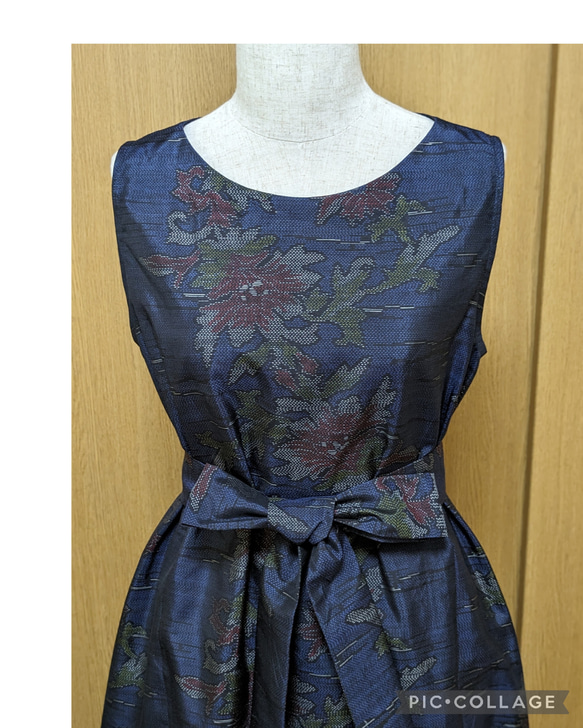 SOLD　着物リメイク　ワンピース　大島紬　M〜L 